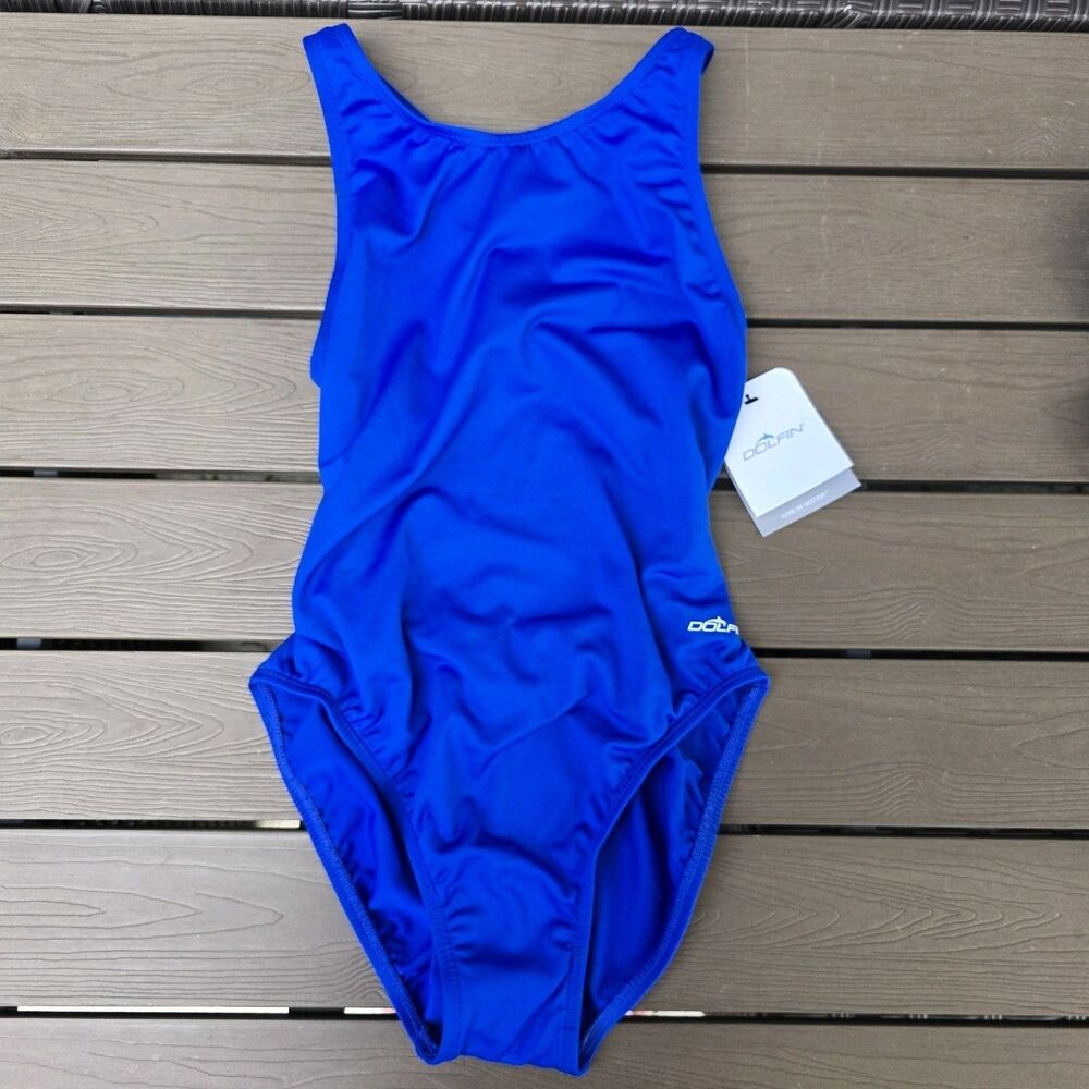 Dolphin Women's Solid Royal Blue Racerback 1 Pc Swimsuit Size 30 NEW